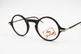 West Coast vintage eyeglass frame round, darken brown acetate, modern design restyle panto, New Old Stock 1980s