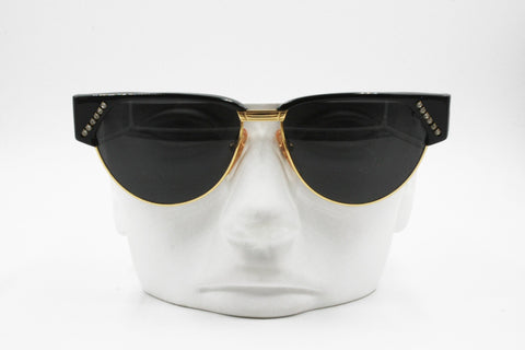 Atelier Gabrielli mod. 134 handmade Vintage Italian Sunglasses wayfarer strass, Golden metal womens, New Old Stock 1970s