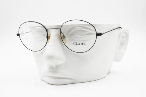 Clark by Trevi 720 48-18 black round eyeglass frame slim metal, Vintage New old Stock 1980s