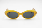 Blue Bay by Safilo Oval cat eye sunglasses, Yellow mustard acetate, Kurt Cobain style, New Old Stock 1990s