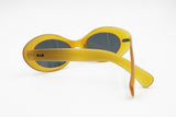 Blue Bay by Safilo Oval cat eye sunglasses, Yellow mustard acetate, Kurt Cobain style, New Old Stock 1990s