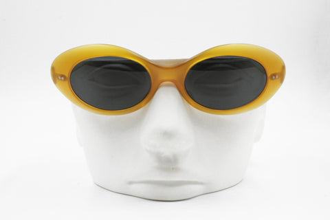 Blue Bay by Safilo Oval cat eye sunglasses, Yellow mustard acetate, Kurt Cobain style, New Old Stock 1990s
