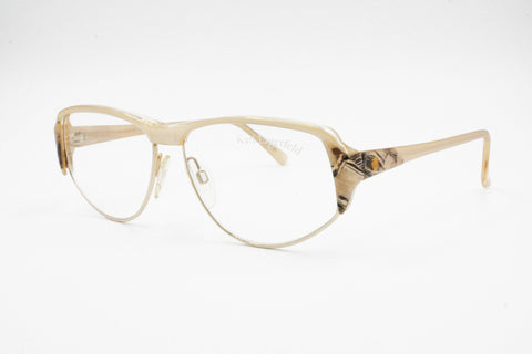 Karl Lagerfeld Paris 80s women frame glasses pale skin color & zebra pattern, New Old Stock 1980s