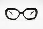 1960s FARBEN by Ghirlanda total black glossy squared frame, women ladies glasses frame, New Old Stock