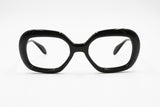 1960s FARBEN by Ghirlanda total black glossy squared frame, women ladies glasses frame, New Old Stock