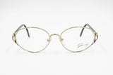 Genny 589 5007 Women Vintage Eyeglasses frame, Golden & Black designer temples, New Old Stock 1980s