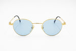 Sting 4069 Vintage 80s Sunglasses men women Round gold, azure flat lenses, New Old Stock