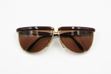 Gianfranco Ferrè GFF 30 alutanium vintage sunglasses red briar root pattern & Gold, modern hype flat top style, 1980s NOS