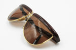 Gianfranco Ferrè GFF 30 alutanium vintage sunglasses red briar root pattern & Gold, modern hype flat top style, 1980s NOS