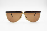 Gianfranco Ferrè GFF 30 alutanium vintage sunglasses red briar root pattern & Gold, modern hype flat top style, 1980s NOS