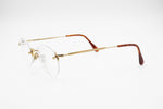 Vintage Façonnable Edison II col 720 rimless frame golden chiseled, Hand made in France, New Old Stock