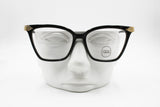 LUNETTES CASCIO Vintage 80s black frame, Women large eye wire 55[]18, New Old Stock