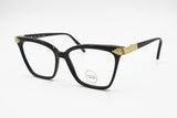 LUNETTES CASCIO Vintage 80s black frame, Women large eye wire 55[]18, New Old Stock