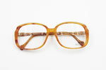 INDO Boutique oversize squared-rectangular Eyeglass-Sunglasses Frame, Caramel & Golden eyebrows, New Old Stock 1970s