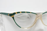 NINA RICCI Luxury cat eye women frame, Green quartz tone & Golden deco' eyebrows, New Old Stock