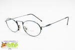 HOSEKI Oval eyeglass frame metallic blue aged effec, springs junctions slim frame, New Old Stock