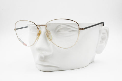 Filos Italian Vintage frame eyeglasses, Golden & Black covered acetate arms, Men Women frames, New Old Stock 80s