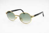 O. MARINES Vintage round sunglasses Golden shiny & Black, Hip style shades, New Old Stock 1980s