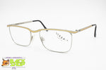 VOGUE mod. Victor squared mono bridge glasses frame, Silver & Gold satin, New Old Stock 1980s