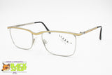 VOGUE mod. Victor squared mono bridge glasses frame, Silver & Gold satin, New Old Stock 1980s