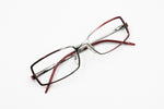 Paloma Picasso PP028 eyeglass-sunglasses frame Silver & Red reflective metal, New Old Stock 1990s