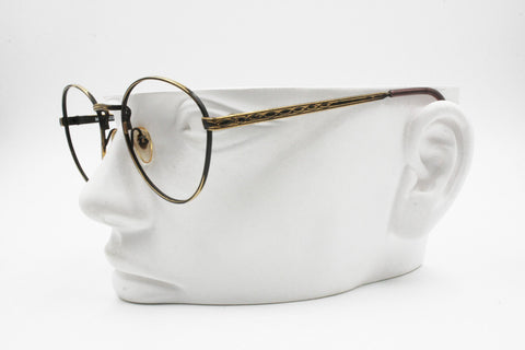 Aged Gold Effect oval classic eye frame eyewear, Vintage 1970s - 1980s men woman , New Old Stock
