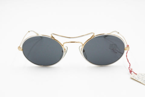 Vintage 60s Never produced prototype Modern restyle Aviator Sunglasses BARBE Golden & white hand colore, New Old Stock