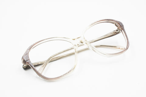 Vintage 60s FOVES mod. SUSY women frame glasses, Clear and striped grey changin acetate, New old Stock