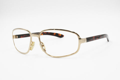 Valentino Garavani V 1000/S wrap sunglasses frame, Gold metal & tortoise acetate, New Old Stock 90s