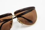 Gianfranco Ferrè GFF 30 alutanium vintage sunglasses red briar root pattern & Gold, modern hype flat top style, 1980s NOS