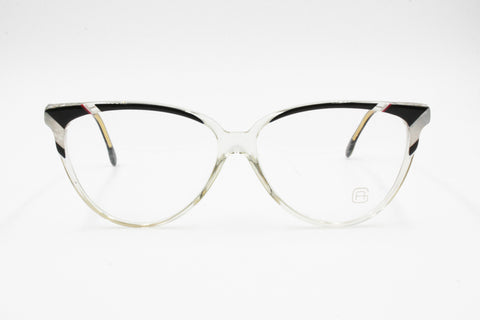 Alfredo Gabrielli PL Gabrielli unique women cat eye eyeglass frame, Clear Black & Pearl, New Old Stock 1980s
