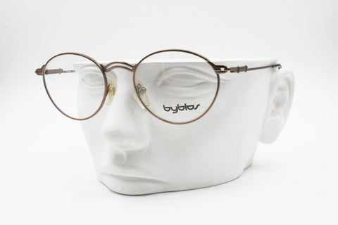 Byblos 588 3119 Vintage eye frame glasses, Round rims metallic bronze/brown color, New Old Stock 80s