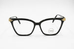 LUNETTES CASCIO Vintage 80s black frame, Women large eye wire 55[]18, New Old Stock