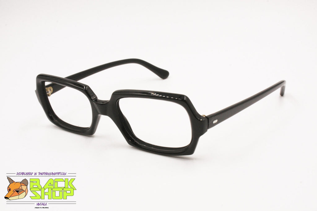 Authentic 1960s black lucite glasses frame, rectangular rims three-dim –  Backshop Vintage -Vintage NEW OLD STOCK Sunglasses & Frames