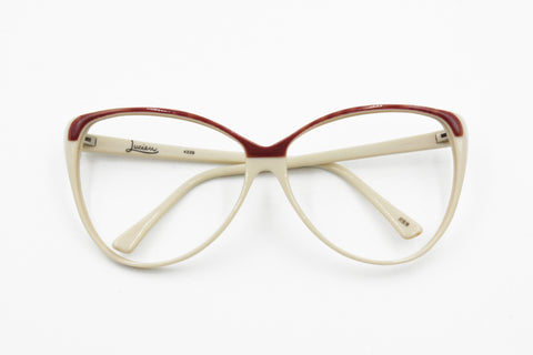 Vintage Cream & Red cat eye frame women by LUCIEN mod. 4339, New Old Stock 1970s