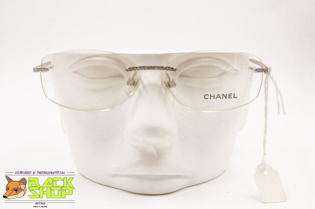 Chanel Rimless Sunglasses Y2K Chanel Oval Sunglasses Silver
