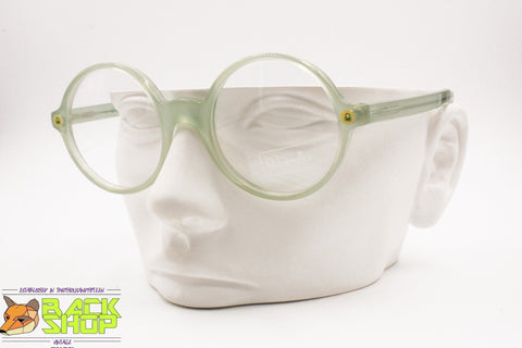 BENETTON Round eyeglass frame, Nerd Geek style, ice green semitransparent acetate, New Old Stock