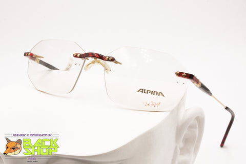 ALPINA Vintage glasses frame eyeglasses mod. M1FR, Rimless frame eyeglasses, New Old Stock