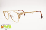 SILHOUETTE M 6160/20 V6050 Vintage 80s high design glasses frame, cat eye squared golden, New Old Stock