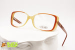 PIN'S Vintage NOS women eyeglass frame, acetate shaded brown cat eye squared, New Old Stock