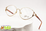 Genny 589 5175 Women Vintage Eyeglasses frame, Golden & Brown designer temples, New Old Stock 1980s