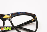 GALITZINE by SOLINE Oversize Vintage Sunglasses frame, Acetate with blue rainbow upper line colorfull, New Old Stock 1980s