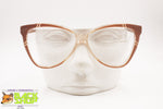 Mila Schön Rockabilly frame glasses, Striped acetate semi-triangular lenses, New Old Stock 1970s