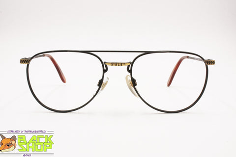 SISLEY Vintage Black aviator frame with Logo nose bridge, 52[]20 135, New Old Stock