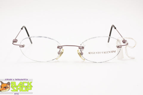AUGUSTO VALENTINI M7449 col. 190  Rimless eyeglass frame oval lenses, Violet metallic color, New Old Stock