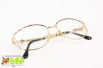 MATCH-POINT Made in Italy Vintage glasses frame, simply lines golden color, New Old Stock