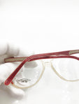 REGINES mod. ROUGE Vintage women's round eyeglass frame, Hand Made Italy with leather, New old Stock